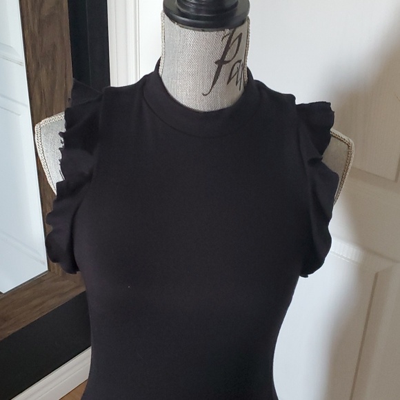 LM Studios Italy little black ruffle dress size xs - Picture 3 of 4